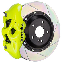 Cargar imagen en el visor de la galería, Brembo 09-16 Panamera/S/4S/Turbo Rr GT BBK 4 Pist Cast 380x28 2pc Rotor Slotted Type1-Fluo. Yellow
