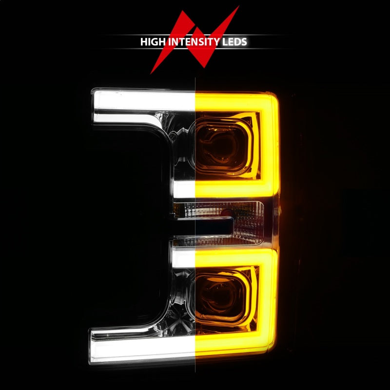 Faros delanteros LED ANZO 17-18 Ford F-250 Super Duty faros LED estilo tablón cromados (par)