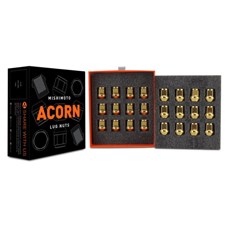 Mishimoto Tuercas Bellota de Acero M12 x 1,5 - Juego de 24 Piezas - Dorado