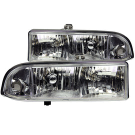 ANZO 1998-2005 Chevrolet S-10 Faros delanteros de cristal cromados