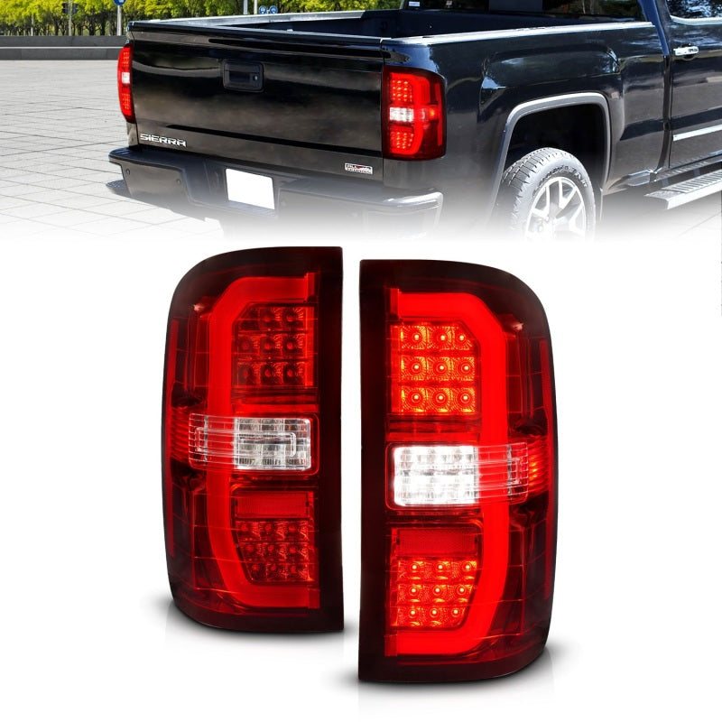 ANZO 14-18 GMC Sierra 1500 Luces traseras LED rojo/transparente
