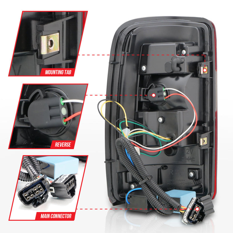 ANZO 2000-2006 Chevrolet Tahoe luces traseras LED con lente roja carcasa cromada