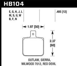 Pastillas de freno Hawk Sierra/Outlaw/Wilwood HP+ Street