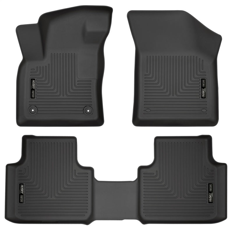 Husky Liners 18-19 Volkswagen Atlas Weatherbeater Revestimientos de piso para asiento delantero y segundo, color negro