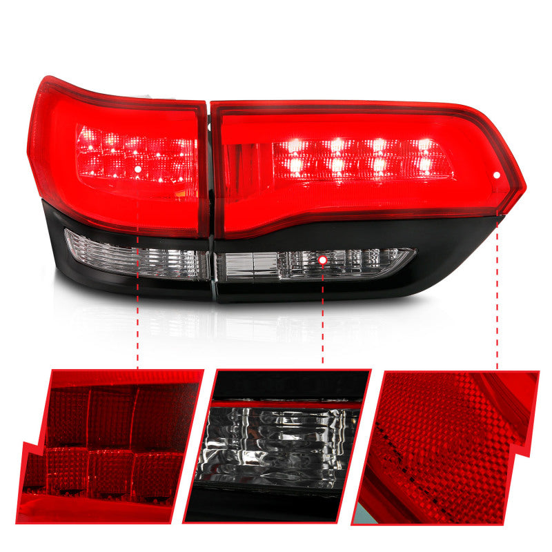 ANZO 2014-2016 Jeep Grand Cherokee luces traseras LED rojo/transparente