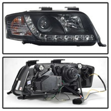 Load image into Gallery viewer, Spyder Audi A6 02-04 Projector Headlights Halogen Model Only - DRL Black PRO-YD-ADA601-DRL-BK