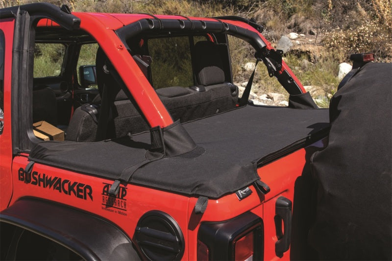 Rampage 2018-2022 Jeep Wrangler(JL) cubierta Tonneau de 4 puertas con kit de barra de portón trasero - Black Diamond