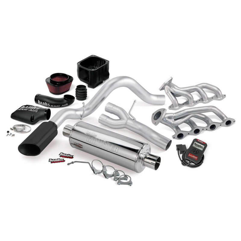 Banks Power 10 Chevy 5.3L CCSB FFV PowerPack System - Escape SS de salida lateral única con punta negra