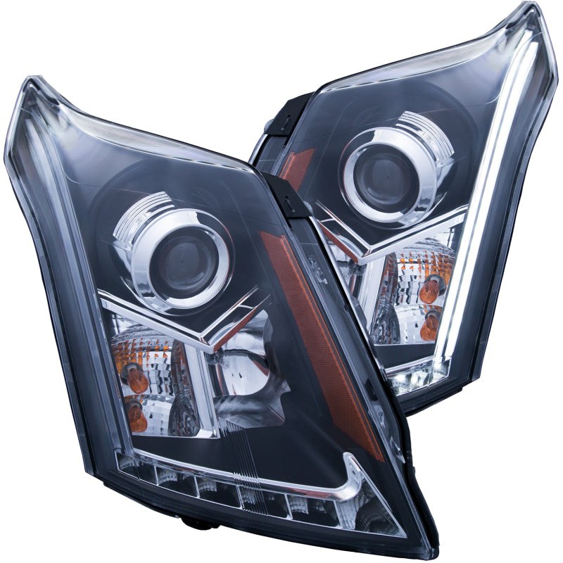 ANZO Faros delanteros proyectores Cadillac Srx 2010-2015 con diseño estilo tablón, color negro