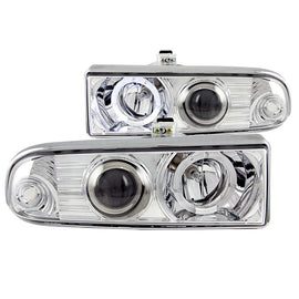 ANZO 1998-2005 Chevrolet S-10 Faros delanteros con proyector con halo cromado