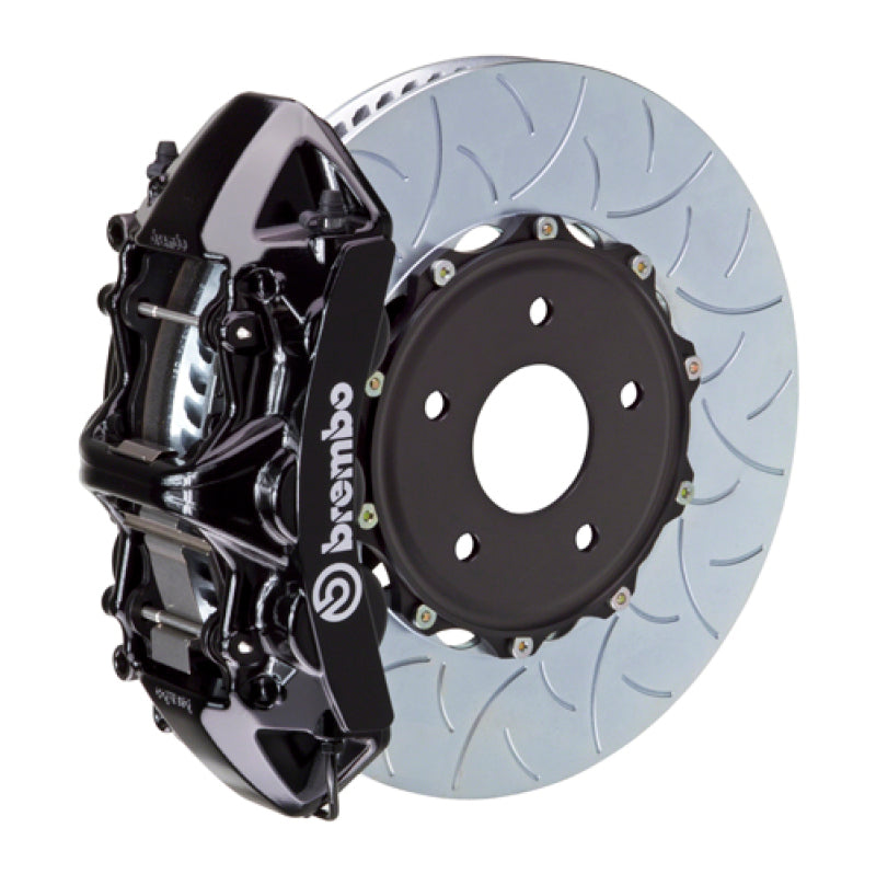 Brembo 08-15 Lancer Evo X Front GT BBK 6 pistones fundidos 350x34 2 piezas rotor ranurado tipo 3-negro