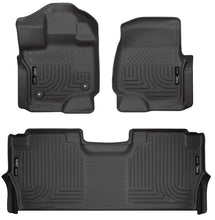 Cargar imagen en el visor de la galería, Husky Liners 21-24 Ford F-150 SuperCrew Weatherbeater Black Front &amp; 2nd Seat Floor Liners
