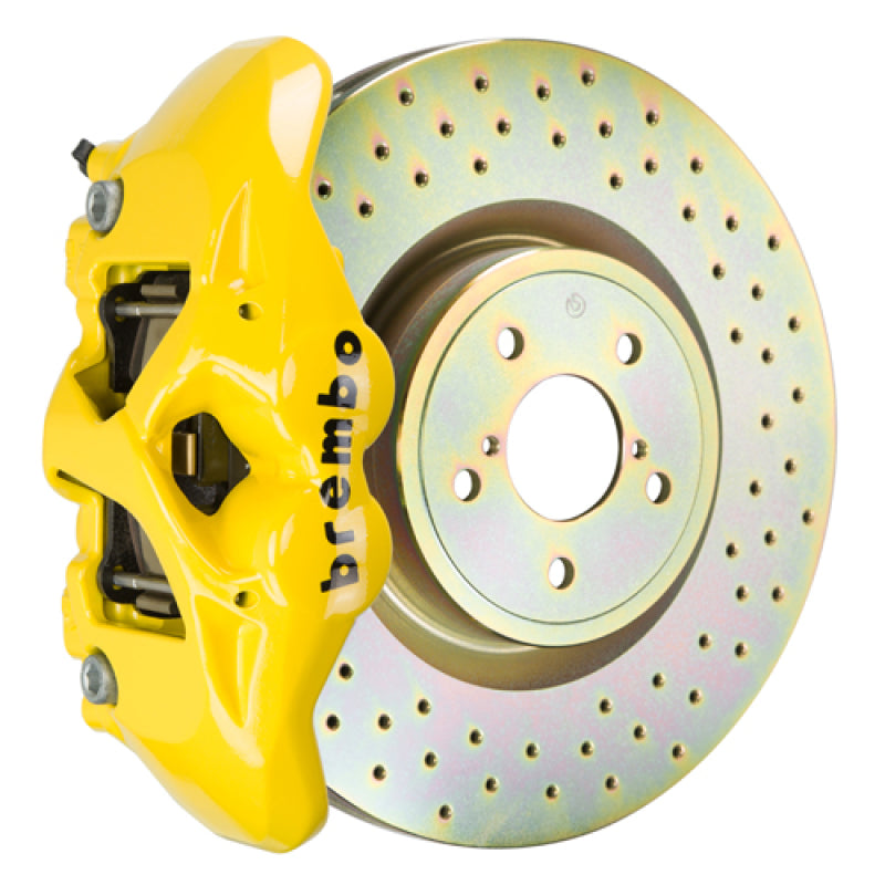 Brembo 02-07 Impreza/WRX/08-14 WRX Delantero GT BBK 4 Pistones Fundido 326 x30 1 pieza Rotor Perforado - Amarillo