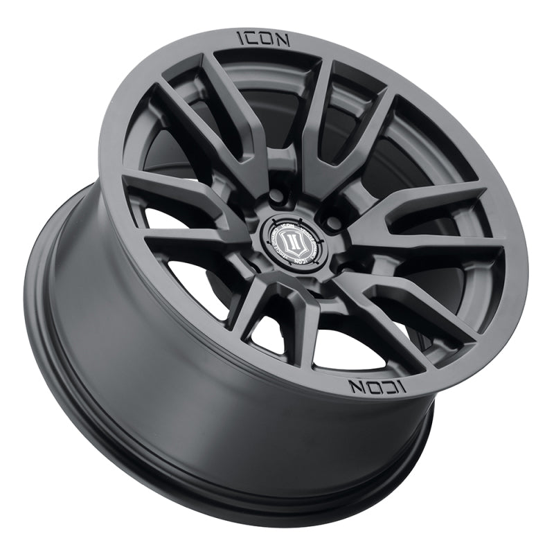 ICON Vector 6 17x8.5 6x135 6mm Offset 5in BS 87.1mm Diámetro Rueda negra satinada