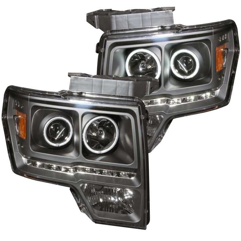 ANZO 2009-2014 Ford F-150 Faros delanteros con proyector con halo negro (CCFL) G2