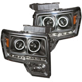 ANZO 2009-2014 Ford F-150 Faros delanteros con proyector con halo negro (CCFL) G2