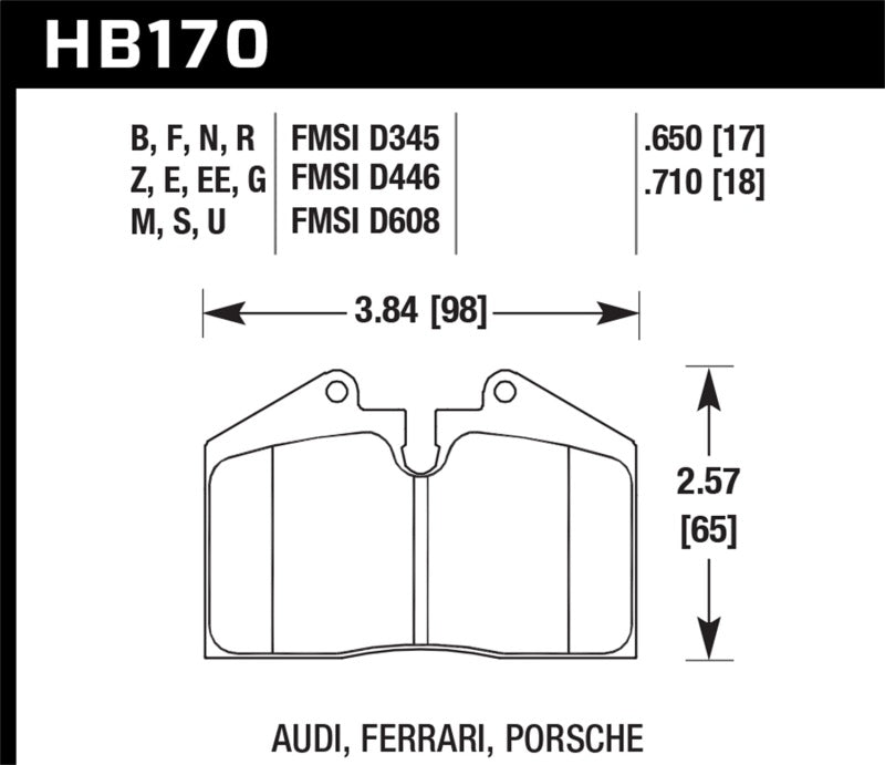 Pastillas de freno delanteras Hawk 97-02 Ferrari Maranello DTC-60