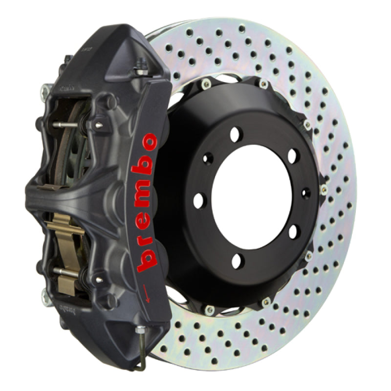 Brembo 08-16 R8 4.2/5.2 (CC Brake Eqpt) Rr GTS BBK 6Pis Cast 380x32 2pc Rotor Perforado-Negro HA