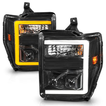 Cargar imagen en el visor de la galería, ANZO 08-10 Ford F-250 - F-550 Super Duty Proyector Faros con barra de luz Switchback Carcasa negra