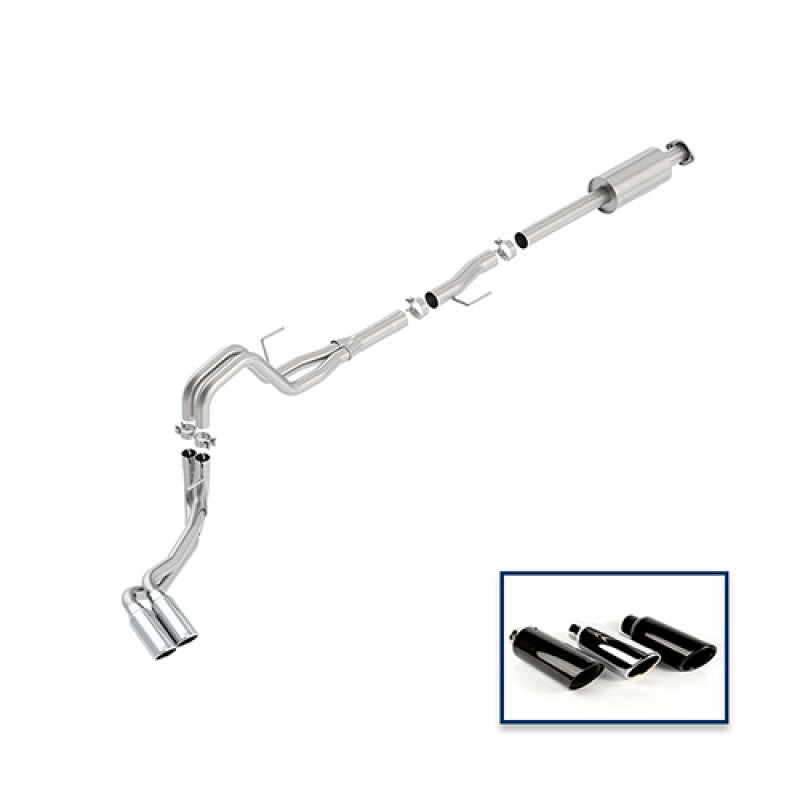Ford Racing 15-18 F-150 5.0L Sistema de escape extremo Cat-Back Salida lateral con puntas cromadas