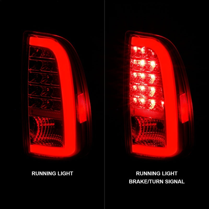 Luces traseras LED ANZO 00-06 Toyota Tundra con barra de luz, carcasa cromada, lente transparente