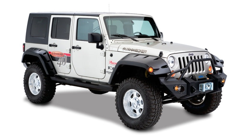 Bushwacker 07-18 Jeep Wrangler Unlimited Max bolsillo estilo bengalas 2 piezas cobertura extendida - negro