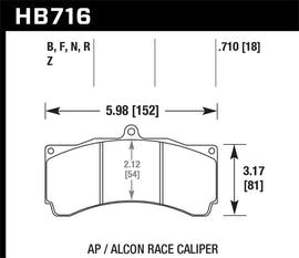 Pastillas de freno de carrera Hawk AP Racing/Alcon Universal DTC-70
