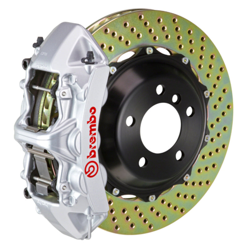 Brembo 07-13 1500 SieReara Trasero GT BBK 4 pistones fundidos 2 piezas 380x32 2 piezas rotor perforado-plata