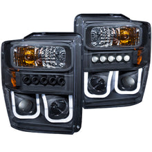 Cargar imagen en el visor de la galería, ANZO 2008-2010 Ford F-250 Faros delanteros proyectores con barra en U, color negro
