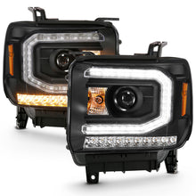 Cargar imagen en el visor de la galería, ANZO 2016-2019 Gmc Sierra 1500 Proyector Faro estilo tablón negro con señal ámbar secuencial