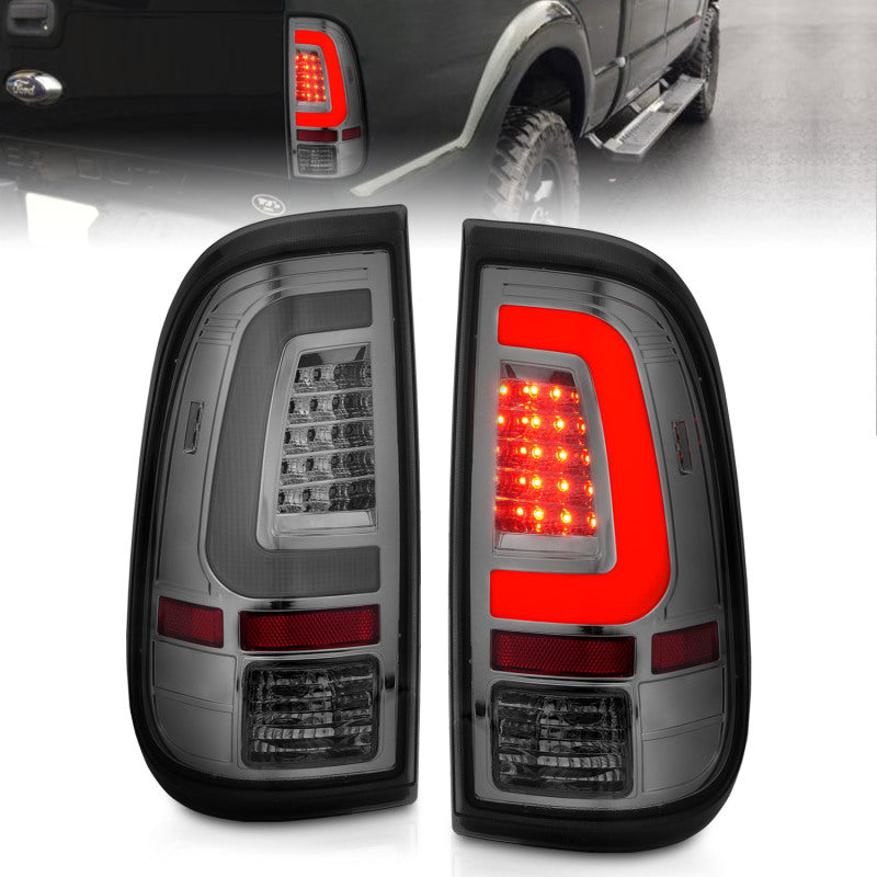 ANZO 2008-2016 Ford F-250 luces traseras LED con carcasa cromada y lentes ahumados (par)