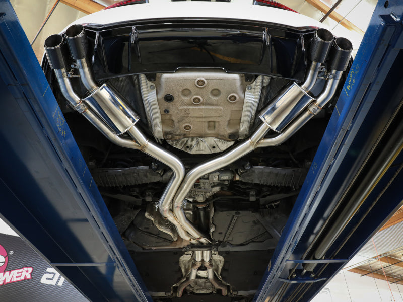 aFe 18-20 Audi RS5 Coupe MACH Force-Xp Sistema de escape con eje trasero 304 SS de 3 a 2,5 pulgadas (punta negra cuádruple)