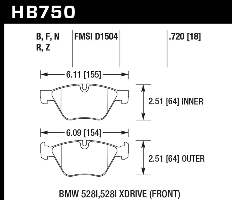 Pastillas de freno delanteras Hawk 13-14 BMW 528i / 528i xDrive HPS 5.0
