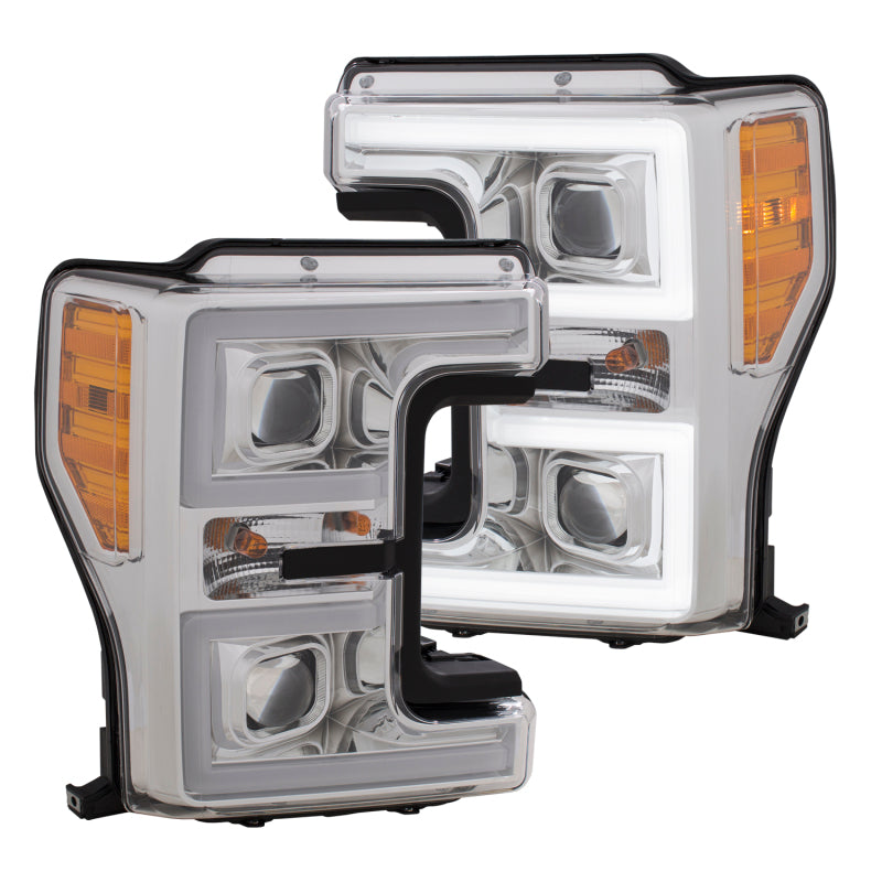 Faros delanteros LED ANZO 17-18 Ford F-250 Super Duty faros LED estilo tablón cromados (par)