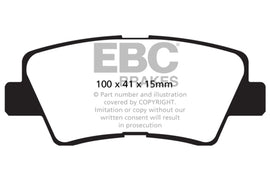 EBC 09-11 Hyundai Azera 3.3 Pastillas de freno traseras Yellowstuff