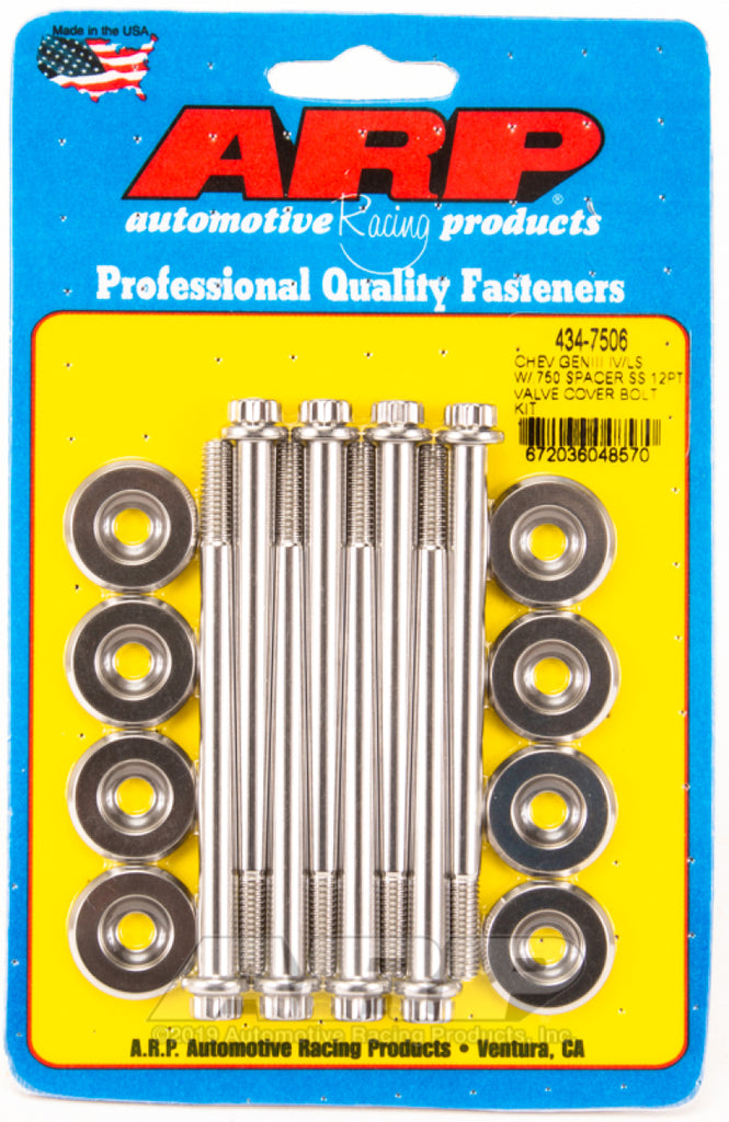 ARP Small Block Chevy GENIII/IV LS Series .750 Spacer 12pt Kit de pernos de cubierta de válvula - Acero inoxidable