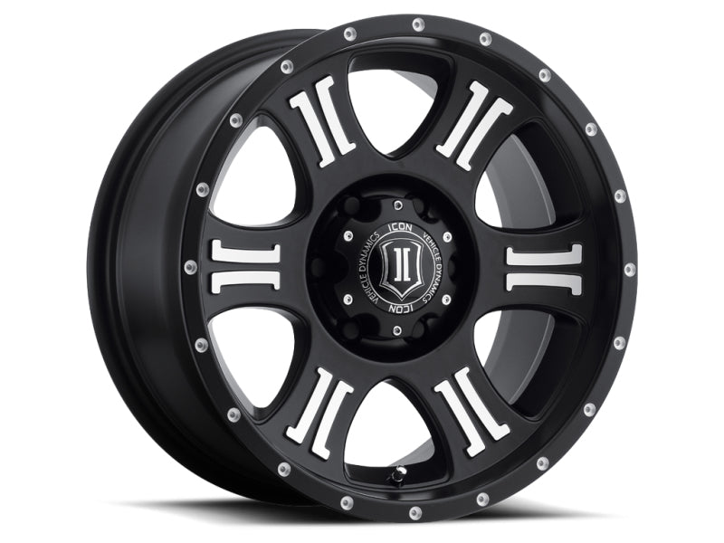 ICON Shield 17x8.5 6x5.5 0mm Offset 4.75in BS 106.1mm Diámetro Negro satinado/Rueda mecanizada