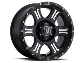 ICON Shield 17x8.5 6x5.5 0mm Offset 4.75in BS 106.1mm Diámetro Negro satinado/Rueda mecanizada