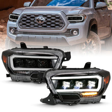 Cargar imagen en el visor de la galería, ANZO 2016-2018 Toyota Tacoma LED proyector faros delanteros estilo tablón negro con ámbar