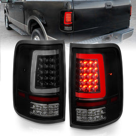 ANZO 2004-2006 Ford F-150 luces traseras LED con barra de luz, carcasa negra, lente ahumada