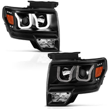 Cargar imagen en el visor de la galería, ANZO 2009-2014 Ford F-150 Faros delanteros proyectores con barra en U, color negro