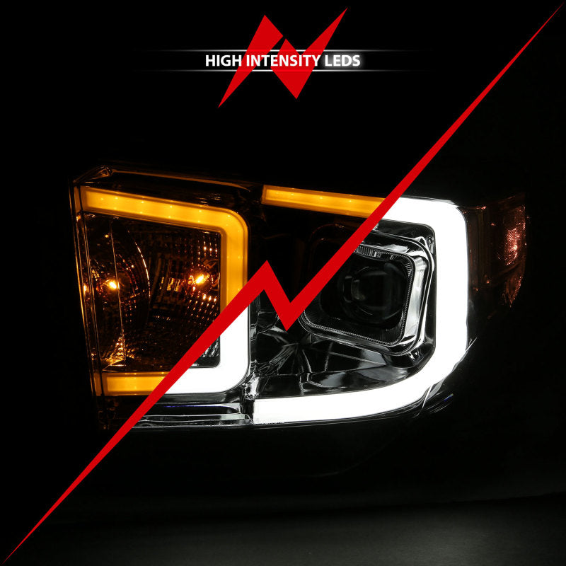 ANZO 14-17 Toyota Tundra Plank Style Proyector Faros delanteros cromados con ámbar