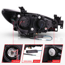 Cargar imagen en el visor de la galería, ANZO 2014-2015 Mazda 6 Projector Headlights w/ Plank Style Design Black