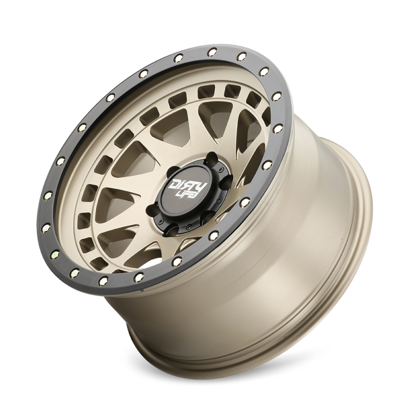 Dirty Life 9311 Enigma Pro 17x9/5x139.7 BP/-38mm Offset/108.1mm Hub Rueda de oro satinado - Beadlock
