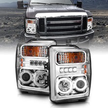 Cargar imagen en el visor de la galería, ANZO 2008-2010 Ford F-250 Faros delanteros con proyector con halo cromado (CCFL)