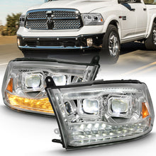 Cargar imagen en el visor de la galería, ANZO 2009-2018 Dodge Ram 1500 Proyector LED estilo tablón Switchback HL Halo cromo ámbar (estilo OE)