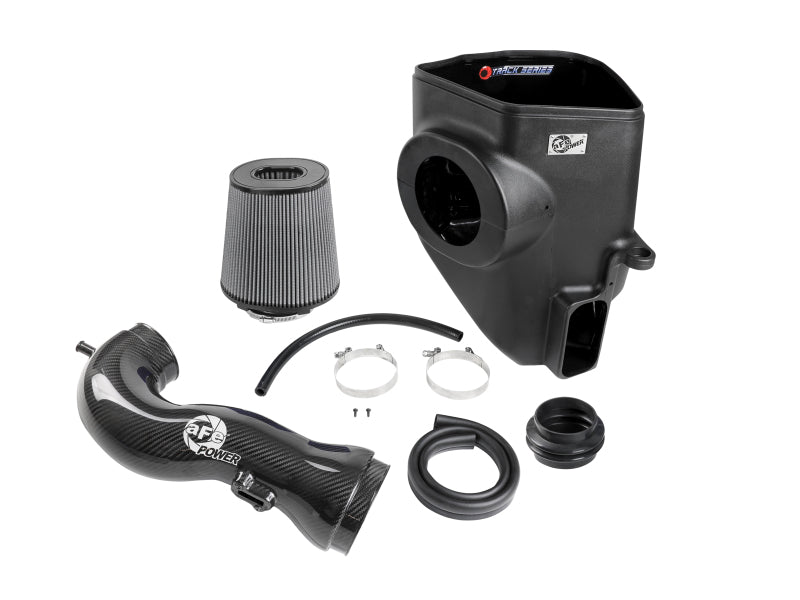 aFe 19-21 GM Trucks 5.3L/6.2L Track Series Sistema de admisión de aire frío de fibra de carbono con filtros Pro Dry S