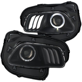 ANZO 2014-2016 Jeep Cherokee Proyector Faros delanteros Negro claro con blanco y rojo