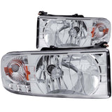 ANZO 1994-2001 Dodge Ram Crystal Faros delanteros cromados con LED