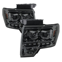 Cargar imagen en el visor de la galería, Xtune Ford F150 09-14 Projector Headlights Halogen Model Only LED Halo Smoked PRO-JH-FF15009-CFB-SM